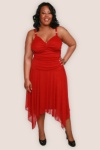 Rhumba Red Twist Front Ruched Tank Dress